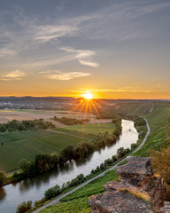 Fototapeta na wymiar Sunset View from Rock Garden Hessigheim - Germany