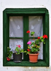 Fenster vom Dorfhaus in Ungarn