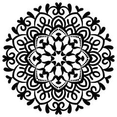 Outline Mandala. Ornamental round doodle flower isolated on white background. Geometric circle element. Vector illustration.