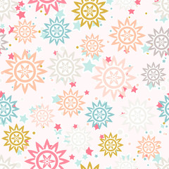 Seamless pattern with hand drawn messy stars on white background. Sky background. Vector illustration.