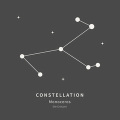 The Constellation Of Monoceros. The Unicorn - linear icon. Vector illustration of the concept of astronomy.