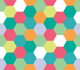 Seamless geometric pattern. Colorful infinity abstract honeycomb geometrical background. Sexangle, hexagon background. Vector illustration.