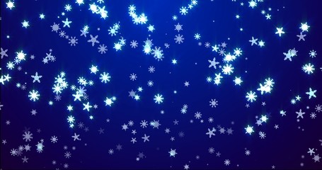Christmas blue background with snowflakes - falling snow