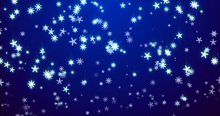 Obraz premium Christmas blue background with snowflakes - falling snow