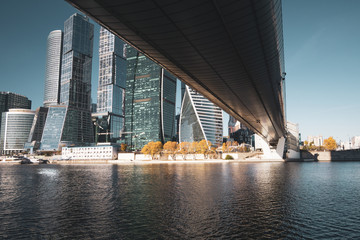 Landscape overlooking the bridge and skyscrapers