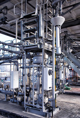 Pressure gauge psi meter in pipe and valves of oil system