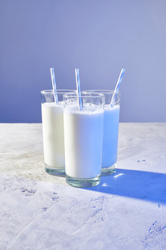 Close up of milk glasses