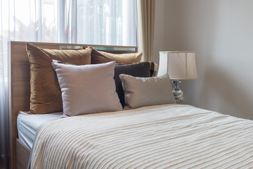 Fototapeta na wymiar luxury bedroom with set of pillows