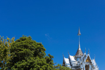 Fototapeta na wymiar The top of Thai temple and tree. Imagine the paradise.