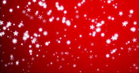 Christmas red background with snowflakes - falling snow