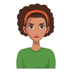 young woman face cartoon