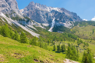 Fototapeta na wymiar View closeup Alpine rocks in National park Dachstein, Austria, Europe