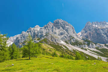 View closeup Alpine rocks in National park Dachstein, Austria, Europe