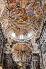 Fototapeta premium Palermo, Italy- August 2018: Interiors, frescoes and architectural details of the Santa Caterina church in Palermo. Italy.