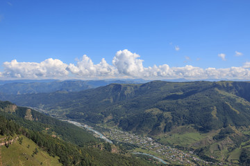 Naklejka premium Closeup view mountains and valley scenes in national park Caucasus, Russia