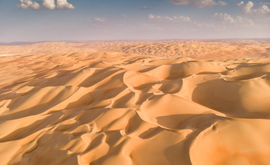 Fototapeta na wymiar aeril view of Liwa desert, part of Empty Quarter, the largest continuous sand desert in the world