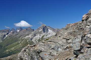 Closeup mountains scenes in national park Dombai, Caucasus, Russia