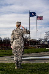 soldier with flag