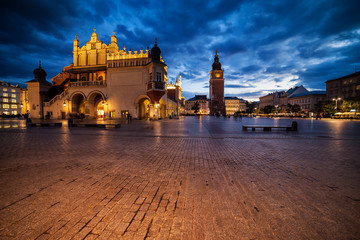 Old Town Square of Krakow in the Evening