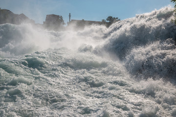 The Rhine Falls is the largest waterfall in Europe in Schaffhausen, Switzerland