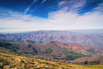 Beautiful mountain view from the path from Beklemeto to Kozya Stena, Troyan Balkan, Bulgaria