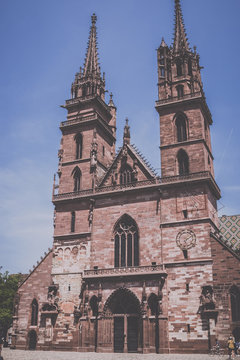 View on Basel Minster, is one of the main landmarks and tourist attractions