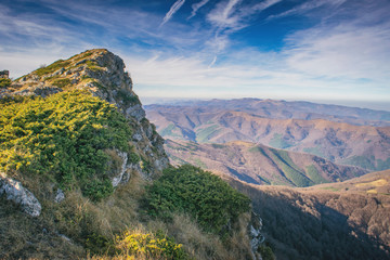 Beautiful mountain view from the path from Beklemeto to Kozya Stena, Troyan Balkan, Bulgaria