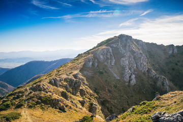 Fototapeta premium Beautiful mountain view from the path from Beklemeto to Kozya Stena, Troyan Balkan, Bulgaria