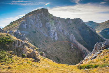 Fototapeta premium Beautiful mountain view from the path from Beklemeto to Kozya Stena, Troyan Balkan, Bulgaria