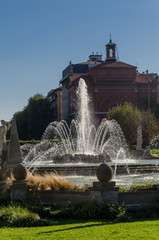 fountain in Milan, view of the fountain in giulio cesare's square in Milan, part of citylife distrcit