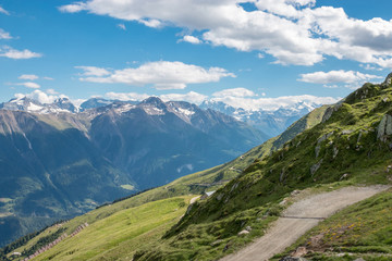 Obraz premium View closeup mountains scenes, route great Aletsch Glacier
