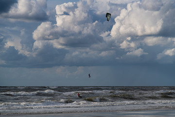 Jumping Kitesurfer in the North Sea