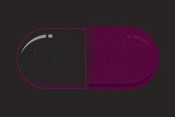 graphic image of the tablet. topic of drugs. pill with space inside