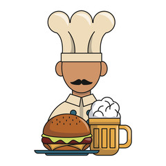 chef with hamburguer cartoon