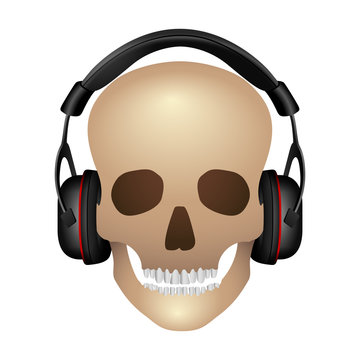 Skull with headphone