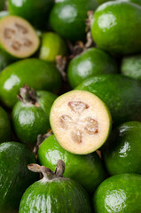 Fresh green slice of feijoa