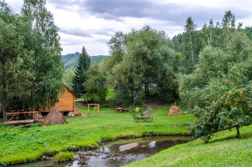 Fototapeta na wymiar Village on the banks of the river