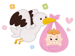 コウノトリと赤ちゃん