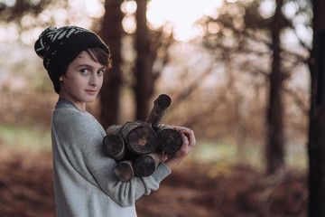 Playing in the woods