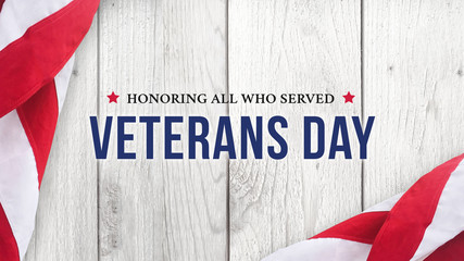 Fototapeta na wymiar Veterans Day Text Banner Sign - Honoring All Who Served, Illustration