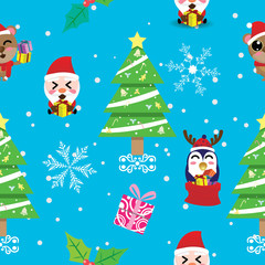 santa,penguin and bear at Christmas seamless pattern,winter,happy new year