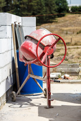 Concrete mixer machine on construction site