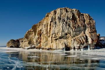 Fototapeta na wymiar Russia. Eastern Siberia. The unique beauty of transparent ice of lake Baikal.