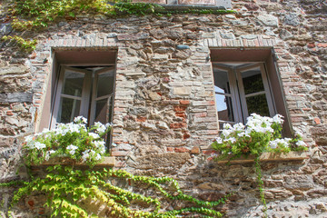 Fototapeta na wymiar mediterrane Fassade in Südfrankreich Grimaud Côte d’Azur France