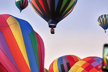 Bunch of hot air balloons taking off