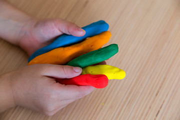 Playing with play dough for children’s activities in preschool or nursery.creative ideas for child development.back to school and happy teachers day concept.