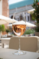 Rose wine in a glass