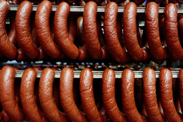 Appetizing fresh sausages
