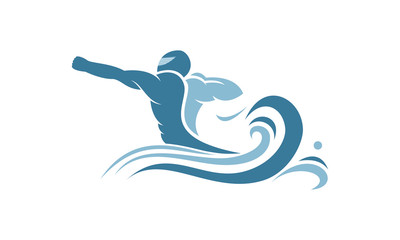 Strong archer and wave logo