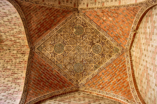 Ancient stone carving in Dome of Soltaniyeh is an ancient mausoleum near Zanjan city, Iran.